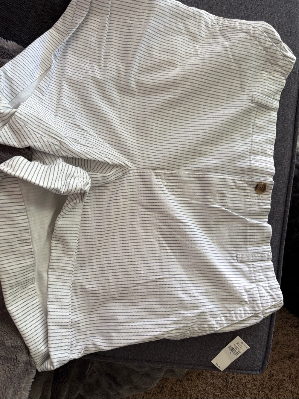 Old Navy White Shorts with Thin Navy Stripes